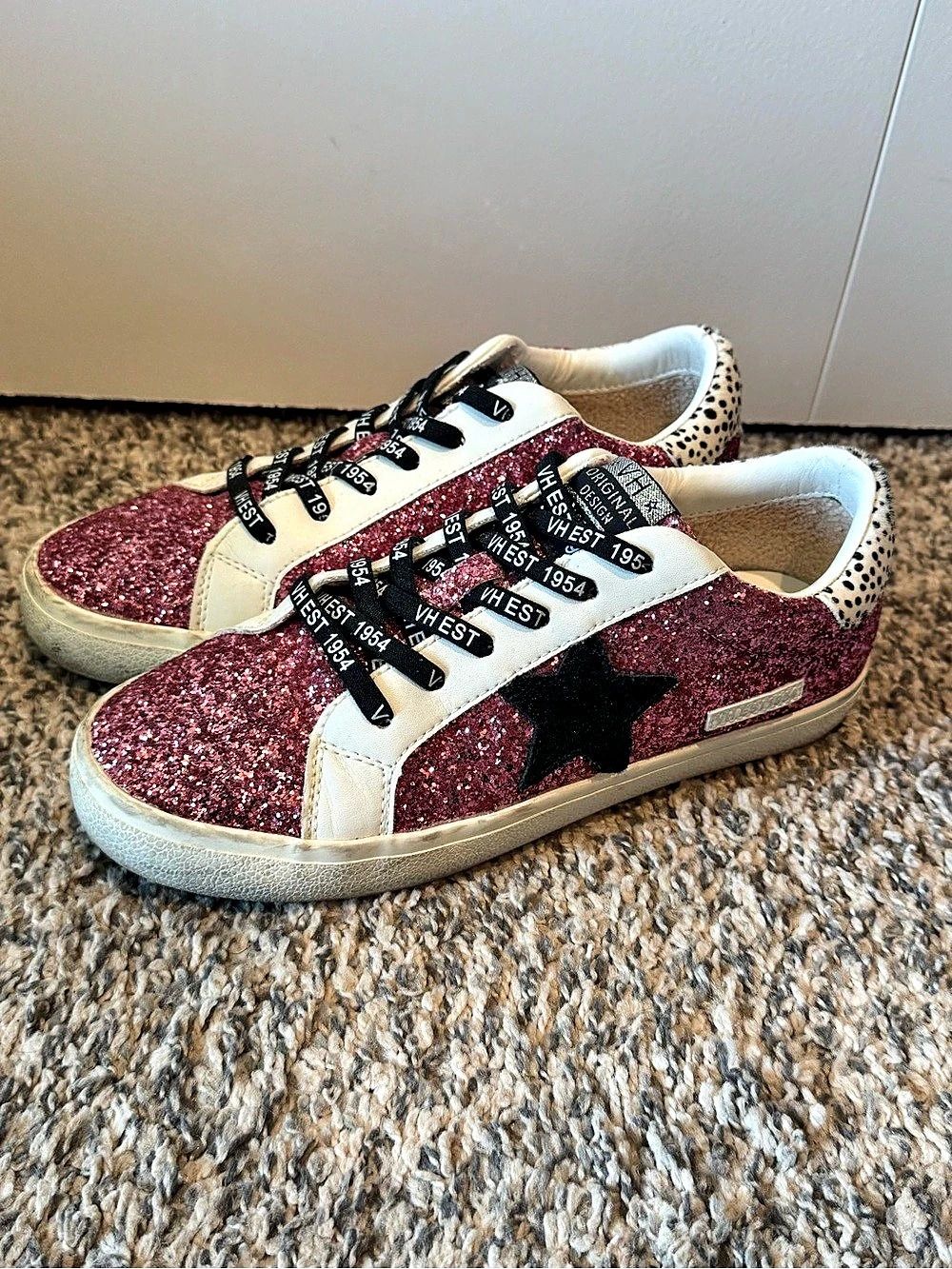 Vintage Havana Glitter Star Sneakers in Pink & White